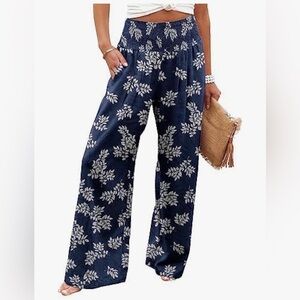 Floral Print Navy Pants